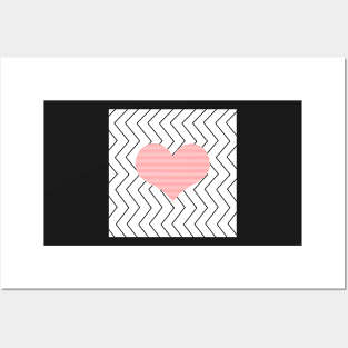 Abstract geometric pattern - heart - zigzag - black and pink. Posters and Art